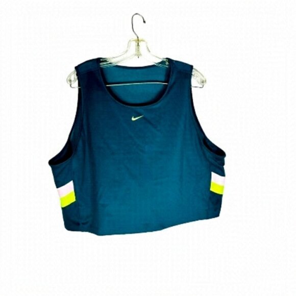 Nike teal color-stripe cropped training tank mesh DH3185-393  Size 3X - Picture 1 of 15